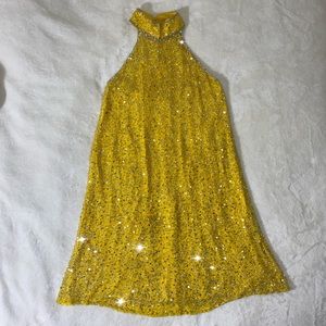 Halter High Neck Embellished Flowy Dress